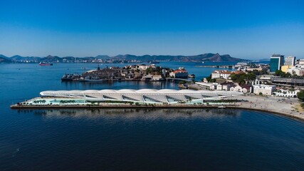 Landmark Rio de Janeiro - Aerial side view Museum of Tomorrow. Business Card.