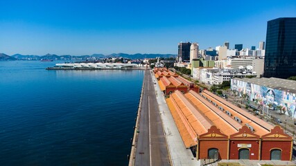 Landmark Rio de Janeiro - Aerial view Pier Maua - Museum of Tomorrow. visiting card.