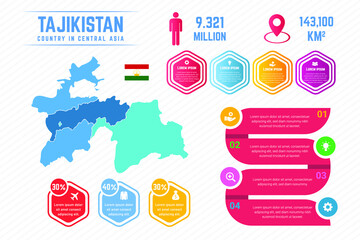 Colorful Tajikistan Map Infographic Template