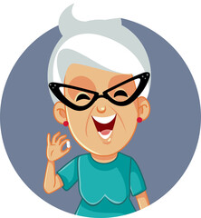 Senior Woman Holding a Pill Vector Illustration