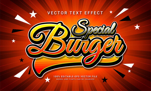 Special burger editable text style effect themed restaurant food menu