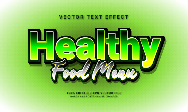 Healthy food menu editable text style effect themed restaurant food menu