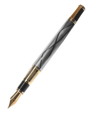 Stylish fountain pen isolated on white. Stationery