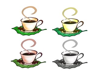 コーヒー　葉っぱ　イラスト