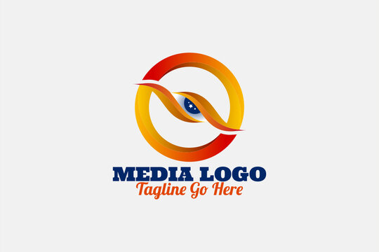 Vector logo element with illustration of an eye in a circle. Usable for media logos, photography and general technology logos