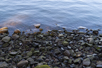 Rock and water on the river coastline.