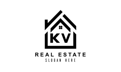 Obraz premium KV real estate house latter logo