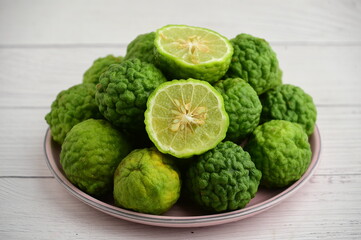 Asian herb and ingredient Kaffir Lime or Bergamot