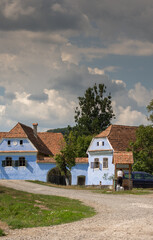 Fototapeta na wymiar blue house in Roades ,Romania ,Brasov, 2019