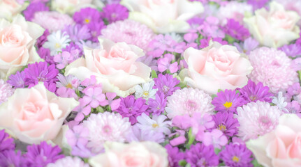 Obraz na płótnie Canvas Roses, Mums and Dianthus. Arrangement of pink flowers