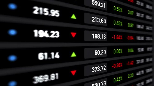 Loopable: Software app UI shows stock market, forex or cryptocurrency exchange dynamically evolving asset prices.