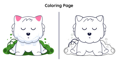 cute cat with coloring page