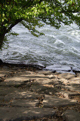 water flowing into the river