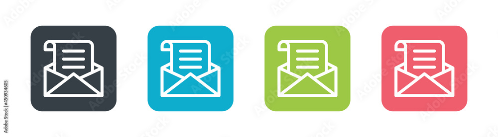 Poster open envelope icon. sending correspondence symbol