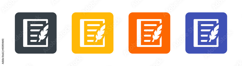 Poster Quill feature pen with note book icon symbol of record, write and edit icon.