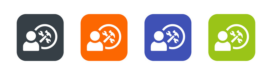 User with wrench and hammer icon symbol of repairman.