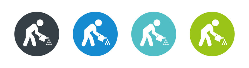 Watering can icon. Gardening symbol on circle design