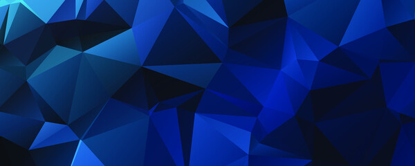 Abstract Blue Color Polygon Background Design, Abstract Geometric Origami Style With Gradient