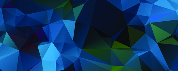 Abstract Blue Color Polygon Background Design, Abstract Geometric Origami Style With Gradient