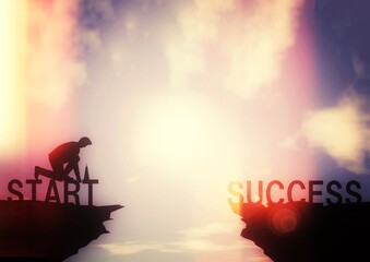 ビジネス成功の概念で挑戦するビジネスマンのイラスト