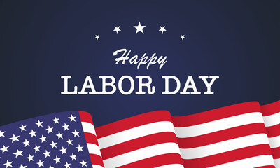 Fototapeta na wymiar Happy Labor day design illustration, Beautiful USA flag on blue background.