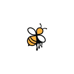 Bee Logo Design With Luxury Bee Logo Template Modern Design Flat Logo Vector Illustration