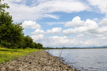 渡良瀬遊水地 夏の青空と水面