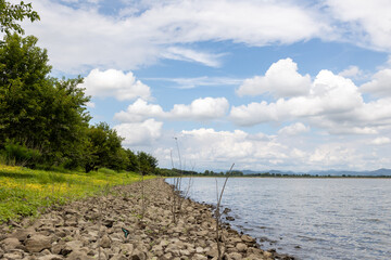 Fototapeta na wymiar 渡良瀬遊水地　夏の青空と水面