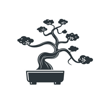 Illustration Of A Bonsai, Bonsai Icon, Vector Art.