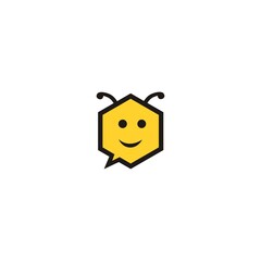 Bee Logo Smile Design With Luxury Bee Logo Template Modern Design Flat Logo Vector Illustration