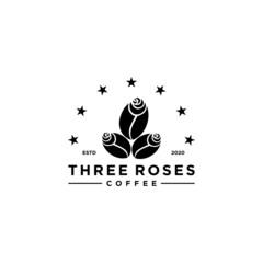 Icon rose flower with coffee creative idea symbol template company farm.