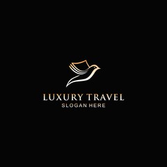 Icon symbol golden fly dove travel creative idea symbol company template adventure.