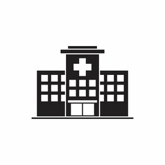 Hospital Building Icon Vector. Health Center Symbol Image