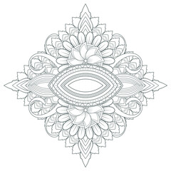 Printable Doodle flowers in monochrome for coloring page, cover, wedding invitation, greeting card, wall art isolated on white background. Hand drawn sketch for adult anti stress coloring page.