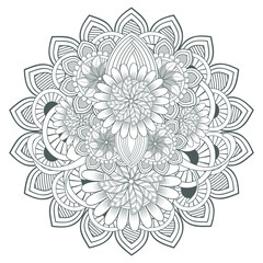 Printable Doodle flowers in monochrome for coloring page, cover, wedding invitation, greeting card, wall art isolated on white background. Hand drawn sketch for adult anti stress coloring page.