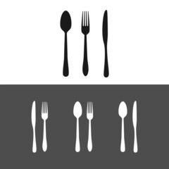 Spoon, fork, and kitchen knife silhouette set