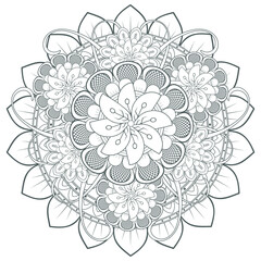 Printable Doodle flowers in monochrome for coloring page, cover, wedding invitation, greeting card, wall art isolated on white background. Hand drawn sketch for adult anti stress coloring page.