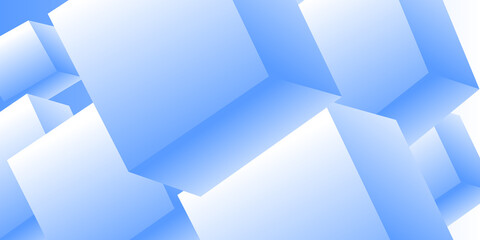 Fototapeta premium Abstract cube pattern, blue background made of chaotic cubes. 3d rendering of realistic cube backgrounds or wallpapers