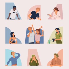 People doing various activities. Vector illustration in a flat style