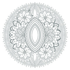 Printable Doodle flowers in monochrome for coloring page, cover, wedding invitation, greeting card, wall art isolated on white background. Hand drawn sketch for adult anti stress coloring page.