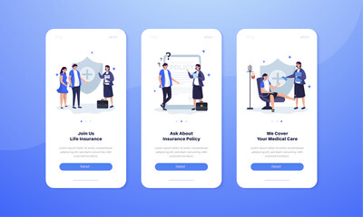 Medical care insurance illustration on user interface screen concept