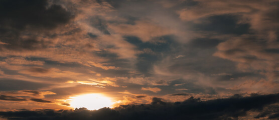 Dramatic twilight sky and cloud sunset background