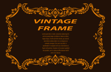 Vintage border frame with engraving ornament