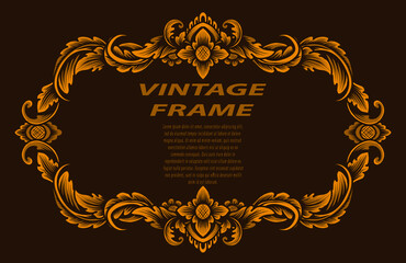 Vintage border frame with engraving ornament