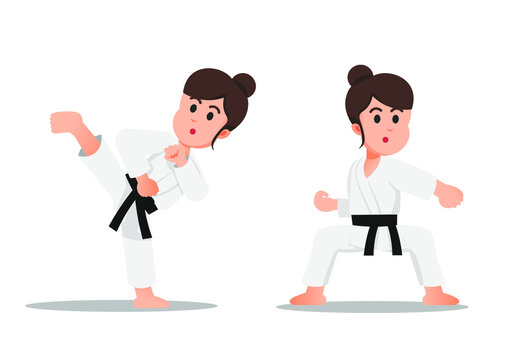 a little girl with some karate moves