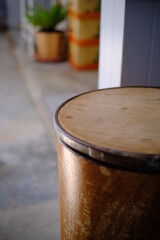 Side view old brown paper buckets [paper tank]