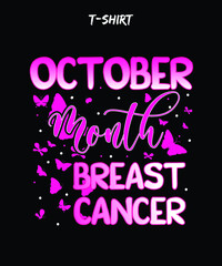October month breast cancer.Breast Cancer Awareness T-shirt design.