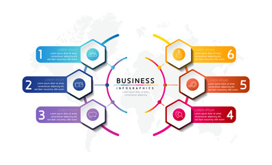 Vector illustration, infographics design, template, marketing, information, with 6 options or steps