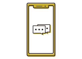 スマートフォン　メール・メッセージのやりとりイメージイラスト　カラー 正面