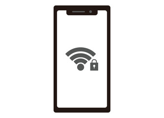 スマートフォン　wifiのセキュリティのイメージイラスト　正面